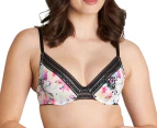 Bendon Women's Yasmin Contour Bra - Black/Watercolour Print