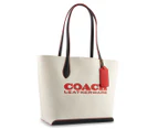 Coach Kia Colour Block Leather Tote Bag - Chalk/Multi