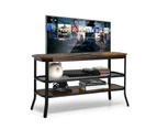 Giantex Wood TV Entertainment Center 3-tier Media Console Table w/Storage Shelves TV Storage Cabinet Rustic Brown