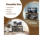 Giantex Wood TV Entertainment Center 3-tier Media Console Table w/Storage Shelves TV Storage Cabinet Rustic Brown