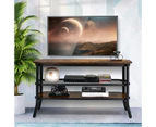 Giantex Wood TV Entertainment Center 3-tier Media Console Table w/Storage Shelves TV Storage Cabinet Rustic Brown