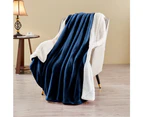 LINENOVA Sherpa Fleece Warm Blanket -127x152cm - Navy