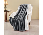 LINENOVA Sherpa Fleece Warm Blanket -127x152cm - Charcoal