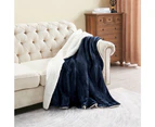 LINENOVA Sherpa Fleece Warm Blanket -127x152cm - Navy