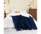 LINENOVA Sherpa Fleece Warm Blanket -127x152cm - Navy