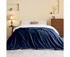 LINENOVA Sherpa Fleece Warm Blanket -127x152cm - Navy