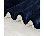 LINENOVA Sherpa Fleece Warm Blanket -127x152cm - Navy