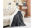 LINENOVA Sherpa Fleece Warm Blanket -220x240cm - Charcoal