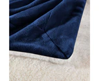 LINENOVA Sherpa Fleece Warm Blanket -127x152cm - Navy