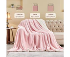 LINENOVA Sherpa Fleece Warm Blanket -220x240cm - Pink