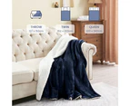 LINENOVA Sherpa Fleece Warm Blanket -127x152cm - Navy