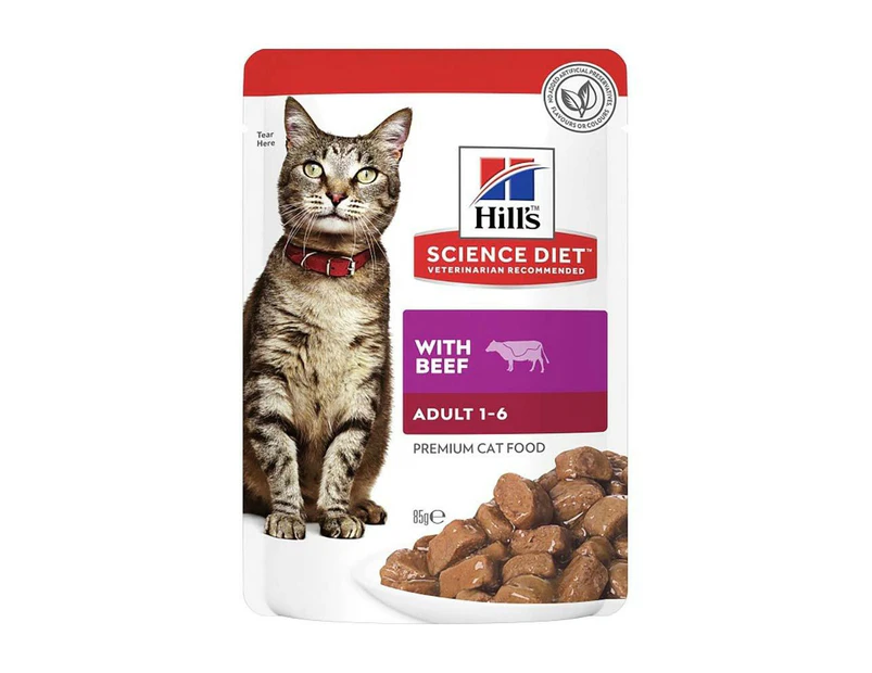 Hills Cat Adult Beef Pouches 12X85G