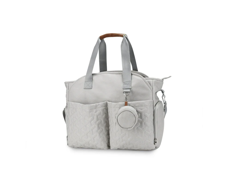 Diaper Bag Tote with Pacifier Case, Large Travel Diaper Tote for Mom and Dad - Light Grey