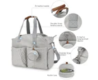 Diaper Bag Tote with Pacifier Case, Large Travel Diaper Tote for Mom and Dad - Light Grey