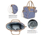 Diaper Bags Pattern Printing Shoulder Messenger Multifunctional Big Bag Maternity Handbag Nappy - Dark Blue