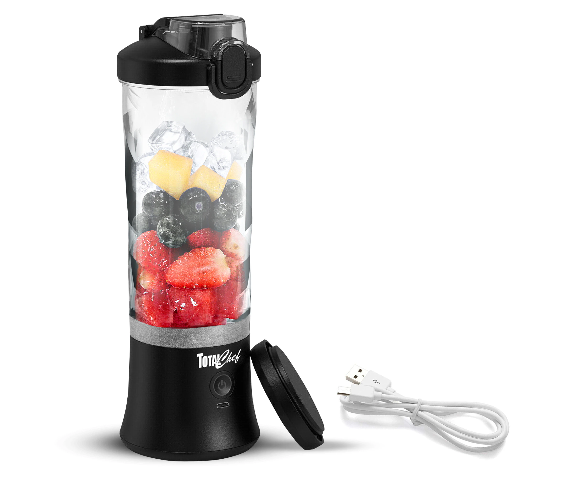 Total Chef Portable Blender Smoothie and Drinks Maker 600 ml (Black)