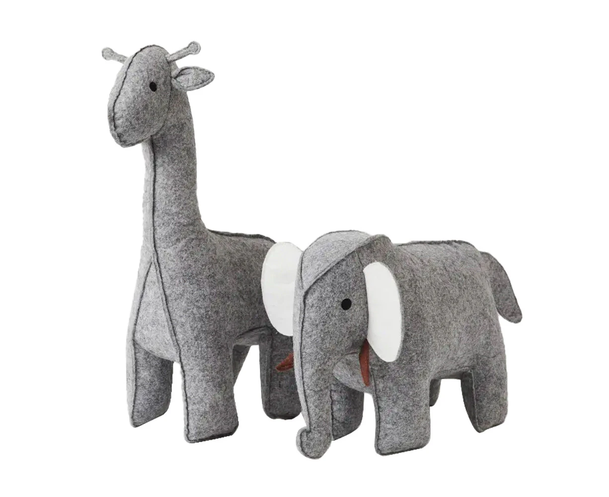 2pc Jiggle & Giggle 38cm George & Millie Felt Bookends Book Holder Decor Grey