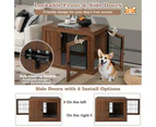 Costway Wood Dog House Side End Table Lockable Pet Kennel Puppy Crate w/Cushion & Steel Wire Mesh