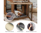 Costway Wood Dog House Side End Table Lockable Pet Kennel Puppy Crate w/Cushion & Steel Wire Mesh