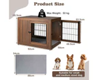 Costway Wood Dog House Side End Table Lockable Pet Kennel Puppy Crate w/Cushion & Steel Wire Mesh