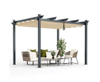 Costway 2.9x3.6m Pergola Outdoor Aluminum Retractable Canopy Shelter Grape Trellis Patio Garden Funiture