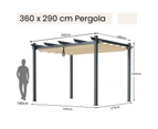 Costway 2.9x3.6m Pergola Outdoor Aluminum Retractable Canopy Shelter Grape Trellis Patio Garden Funiture