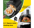 Costway 2-Layer Pizza Oven Portable BBQ Grill Pizza Maker Charcoal Wood Fired w/Waterproof Cover&Pizza Stone