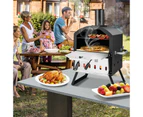 Costway 2-Layer Pizza Oven Portable BBQ Grill Pizza Maker Charcoal Wood Fired w/Waterproof Cover&Pizza Stone