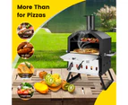 Costway 2-Layer Pizza Oven Portable BBQ Grill Pizza Maker Charcoal Wood Fired w/Waterproof Cover&Pizza Stone