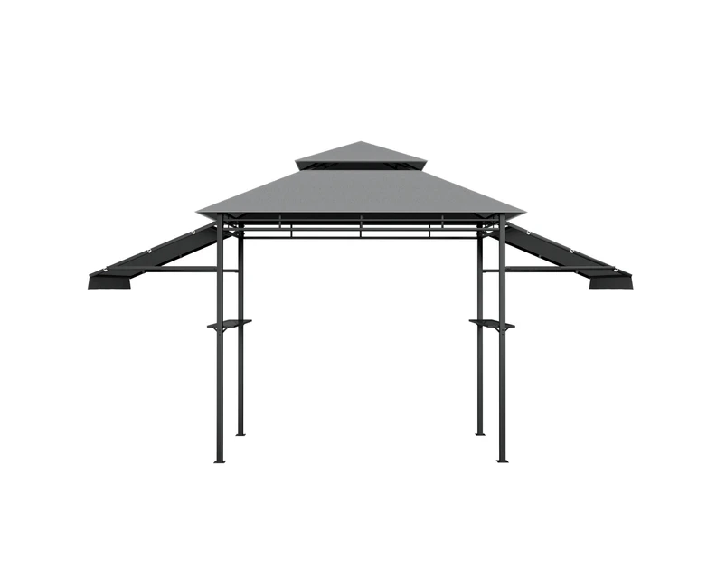 Costway BBQ Grill Gazebo Anti-UV Canopy Tent w/2 Side Awnings&Shelves Outdoor Garden Patio Party Grey