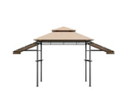 Costway BBQ Grill Gazebo Anti-UV Canopy Tent w/2 Side Awnings&Shelves Outdoor Garden Patio Party Beige