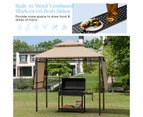 Costway BBQ Grill Gazebo Anti-UV Canopy Tent w/2 Side Awnings&Shelves Outdoor Garden Patio Party Beige