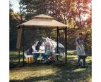 Costway BBQ Grill Gazebo Anti-UV Canopy Tent w/2 Side Awnings&Shelves Outdoor Garden Patio Party Beige