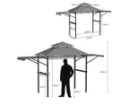 Costway BBQ Grill Gazebo Anti-UV Canopy Tent w/2 Side Awnings&Shelves Outdoor Garden Patio Party Grey