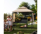 Costway BBQ Grill Gazebo Anti-UV Canopy Tent w/2 Side Awnings&Shelves Outdoor Garden Patio Party Beige