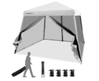 Costway Gazebo Instant Folding Canopy Sun Shelter Tent w/Mesh Sidewalls Outdoor Picnic Camping White