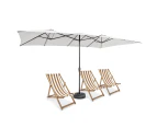 Costway 4.3M Outdoor Umbrella Anti-UV Patio Umbrellas Sunshade Metal Frame All Weather w/Crank Handle Beige