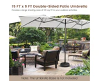 Costway 4.3M Outdoor Umbrella Anti-UV Patio Umbrellas Sunshade Metal Frame All Weather w/Crank Handle Beige