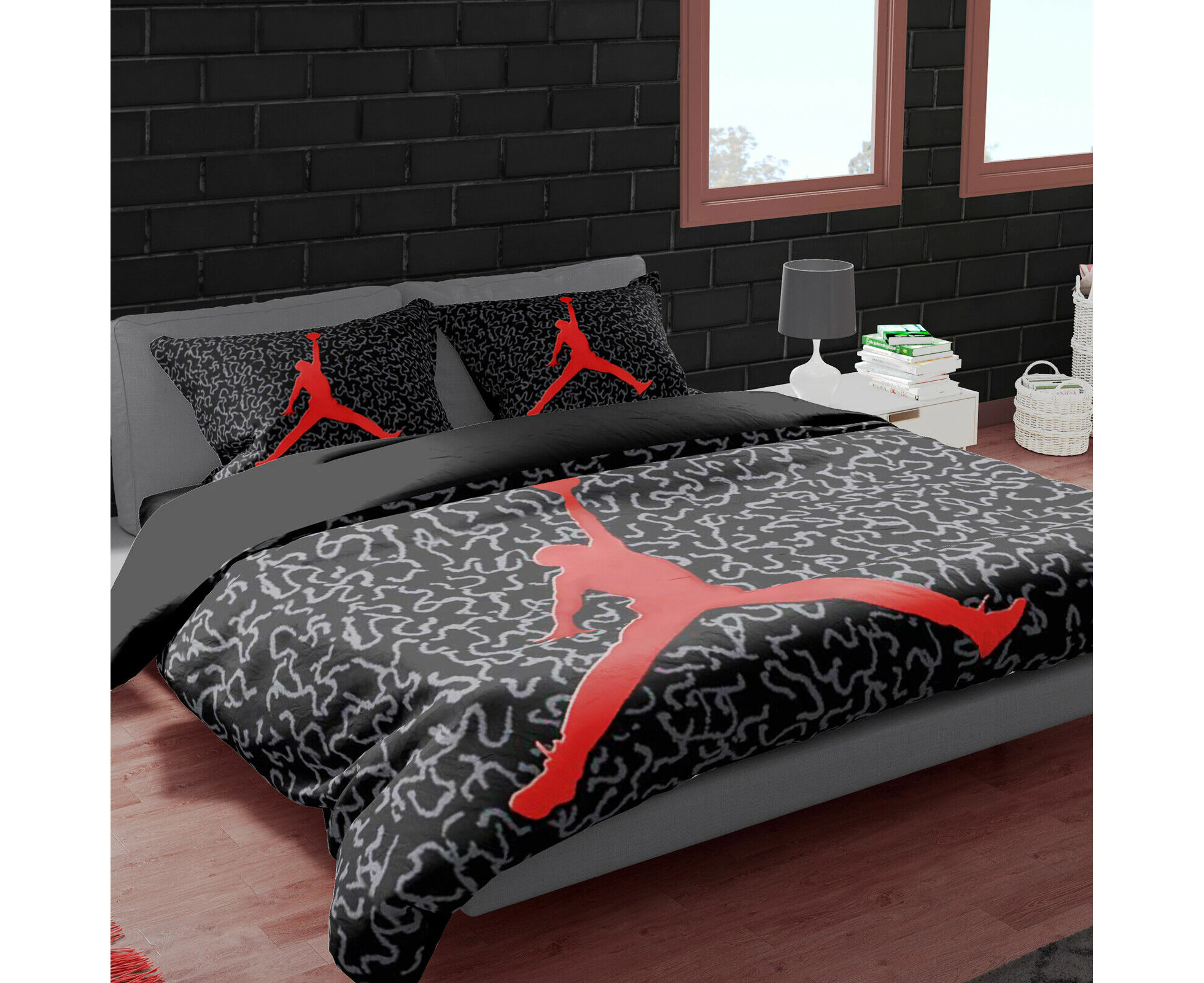 Jordan Design Basketball Soft Quilt Doona Duvet Cover PIllowcase Set