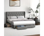 Oikiture Bed Frame Queen Size Frames with 4 Storage Drawers