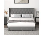 Oikiture Bed Frame Queen Size Frames with 4 Storage Drawers