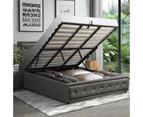 Oikiture Bed Frame King Size Gas Lift Base With Storage Grey Fabric