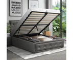 Oikiture Bed Frame King Single Size Gas Lift Base With Storage Grey Fabric