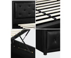 Oikiture Bed Frame Double Size Gas Lift Base With Storage Black Leather