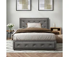 Oikiture Bed Frame King Single Size Gas Lift Base With Storage Grey Fabric