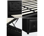 Oikiture Bed Frame Queen Size Gas Lift Base With Storage Black Leather