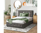 Oikiture Bed Frame King Single Size Gas Lift Base With Storage Grey Fabric