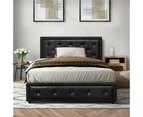 Oikiture Bed Frame King Single Size Gas Lift Base With Storage Black Leather