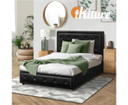 Oikiture Bed Frame King Single Size Gas Lift Base With Storage Black Leather