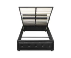 Oikiture Bed Frame King Single Size Gas Lift Base With Storage Black Leather